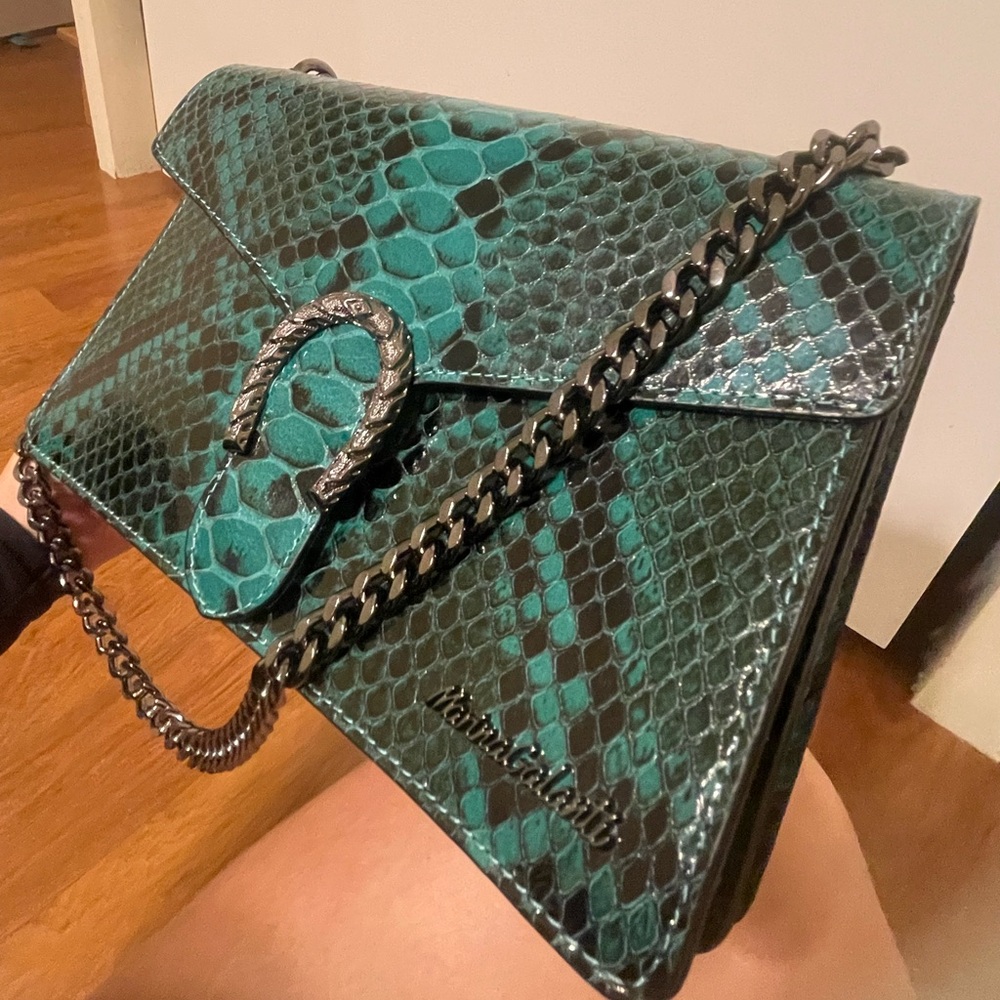 Mariana Galatni Green Snake Print REAL LEATHER